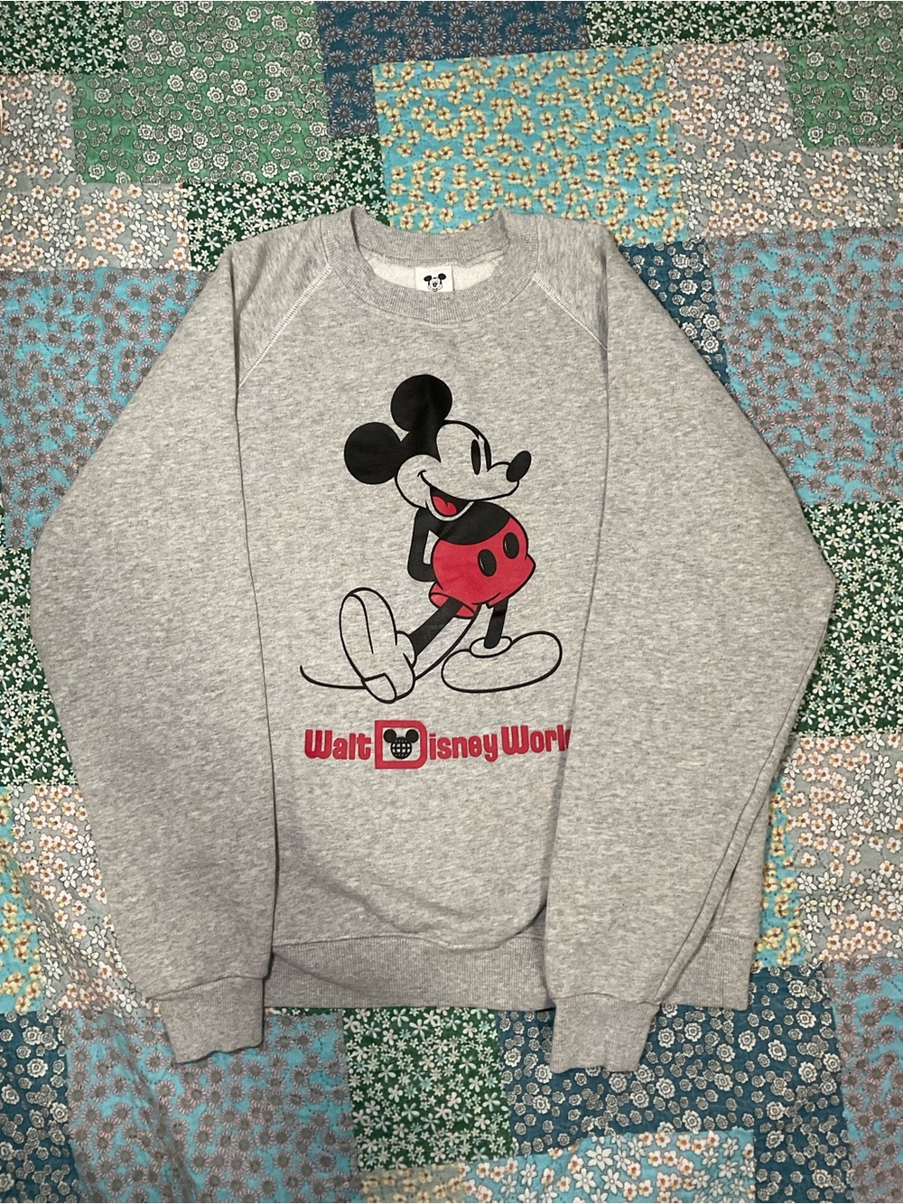 Vintage Disney Gray Crewneck with Mickey Red Accents